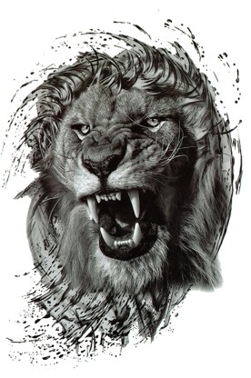 Angry Lion With Scars